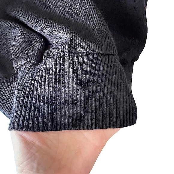 VINTAGE Gianna Black Knit Sweater with Bright Silky Print Sleeves & Applique 10 - Picture 7 of 8